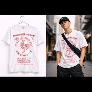 Sriracha Rooster Graphic Tee Hot Chili Sauce White Shirt Small